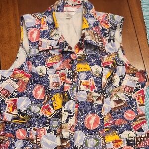 Colorful Sleeveless Button-Up Vest